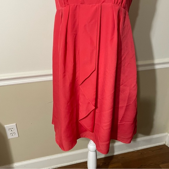 Jessica Simpson Sz 12 Coral Sundress with flowing pleated front design, lined - Picture 5 of 12